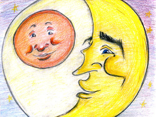 銀の虎美容室イラストロゴ『太陽と月』